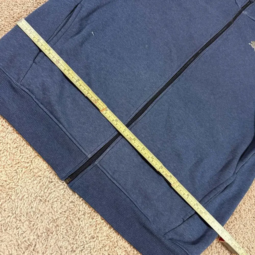 Puma Full Zip Track Jacket Mens Large Blue Gray Fleece Lined Athletic Sweatshirt